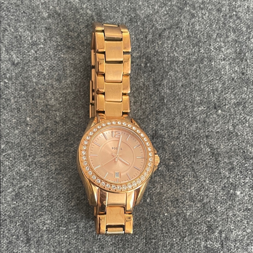 Fossil Rose Gold Women's Watch with Crystal Accents